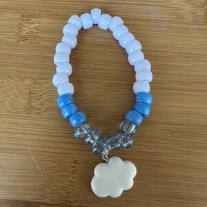 Blue and White Beaded Bracelet with Cloud Charm